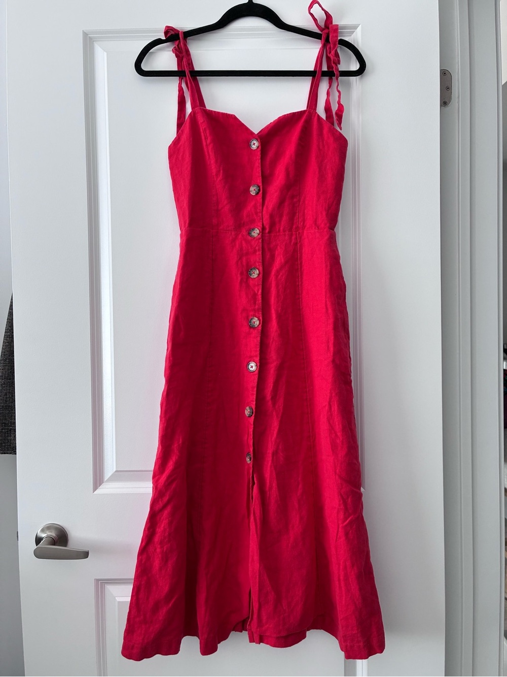 Aritzia Wilfred Size 2 Rosalie 100% Linen Button-Down Midi Dress - Red - Picture 4 of 8